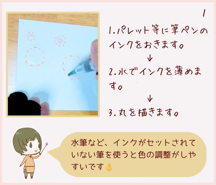 くすみ色で描いた丸い滲み背景（制作途中）の解説