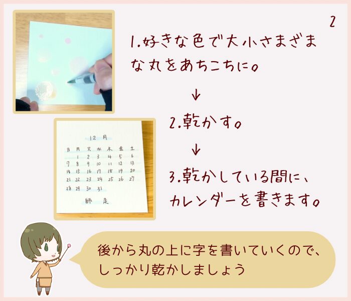 12月の数字を書いている様子