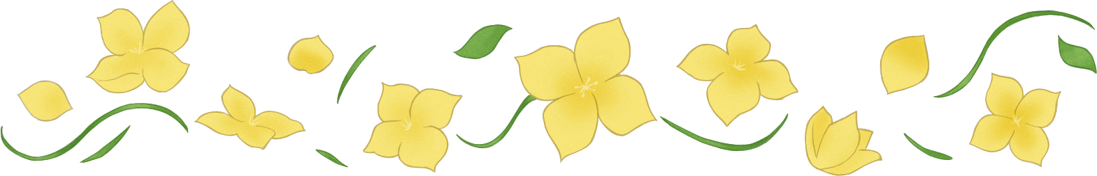 菜の花のライン装飾素材。お手紙等の区切り線やあしらいに。